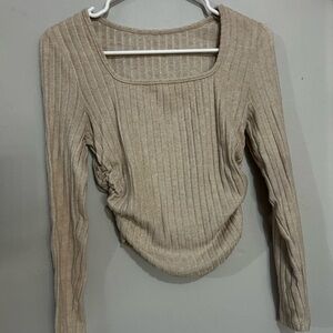 SHEIN Ruched Side Cropped Long Sleeve Top